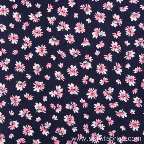High Quality Print Pink Stretch Crepe Rayon Fabric